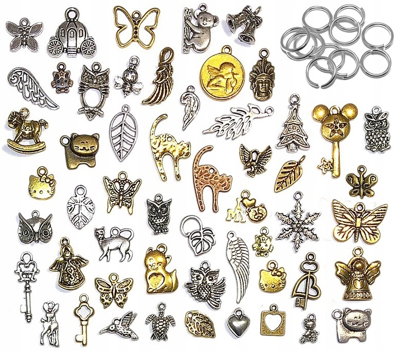 

Zawieszki Charms metal + ogniwka zestaw 200szt MIX