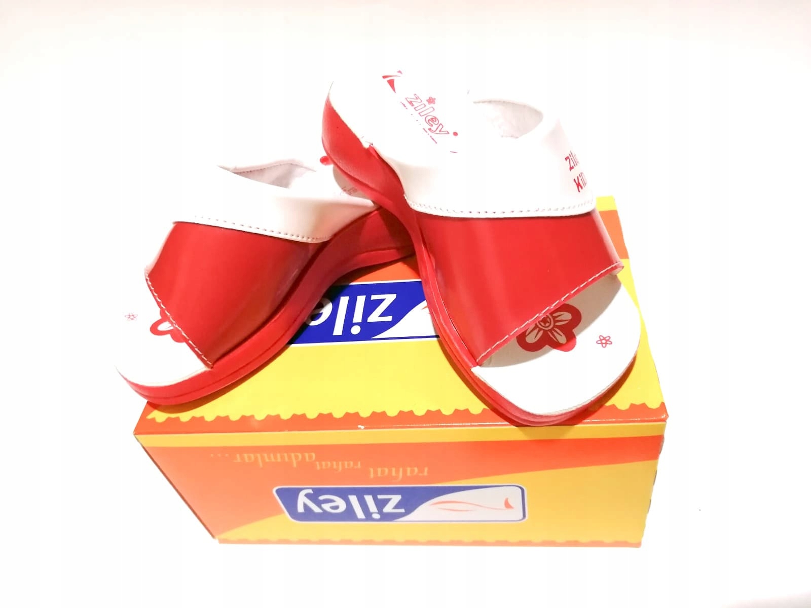 

Buty Klapki dziewczęce Czerwone Białe Ziley 27