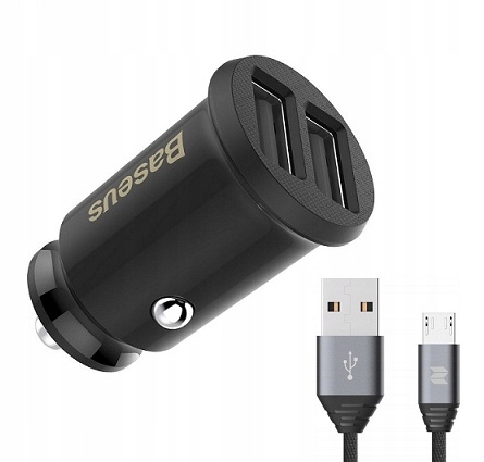 

Baseus Mini Ładowarka+Kabel Rock Micro Nylon 2xUSB