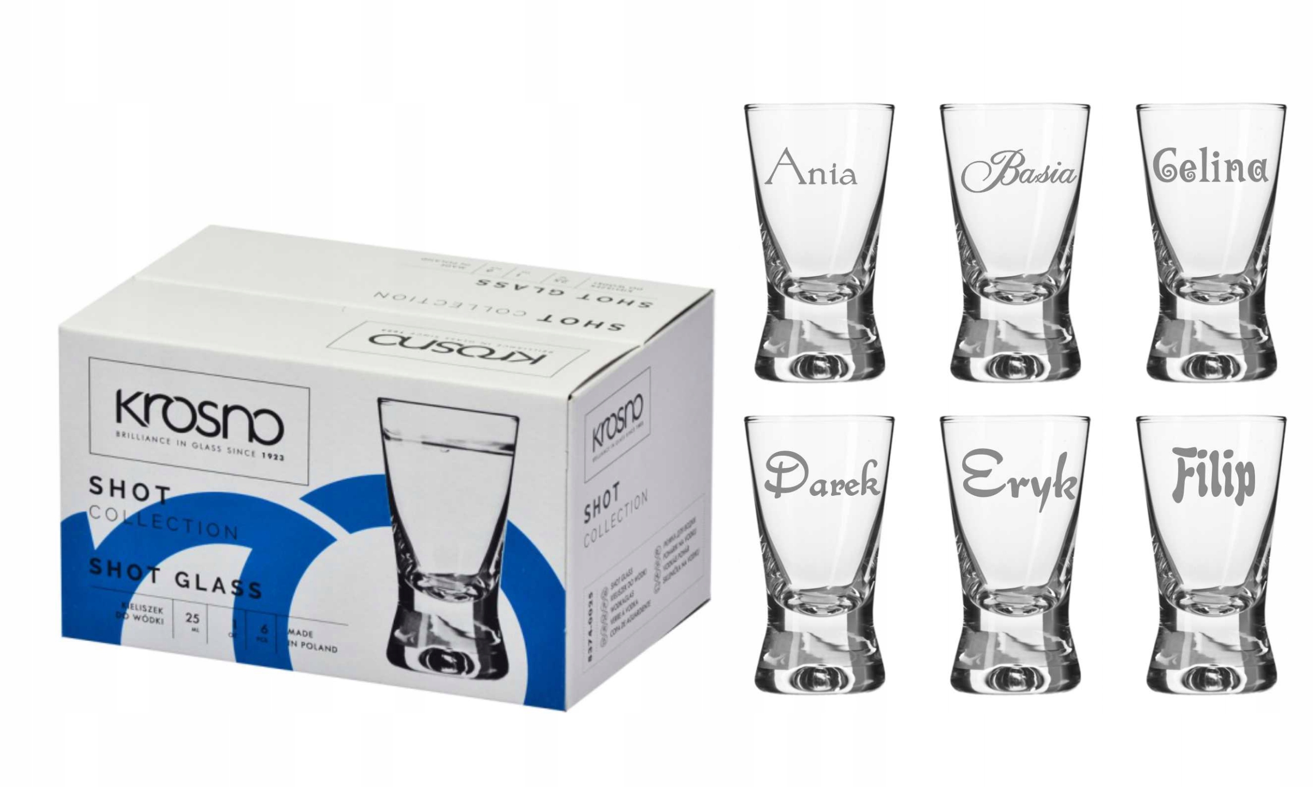 

Kieliszki 25ml z imieniem Logo z grawerem Grawer
