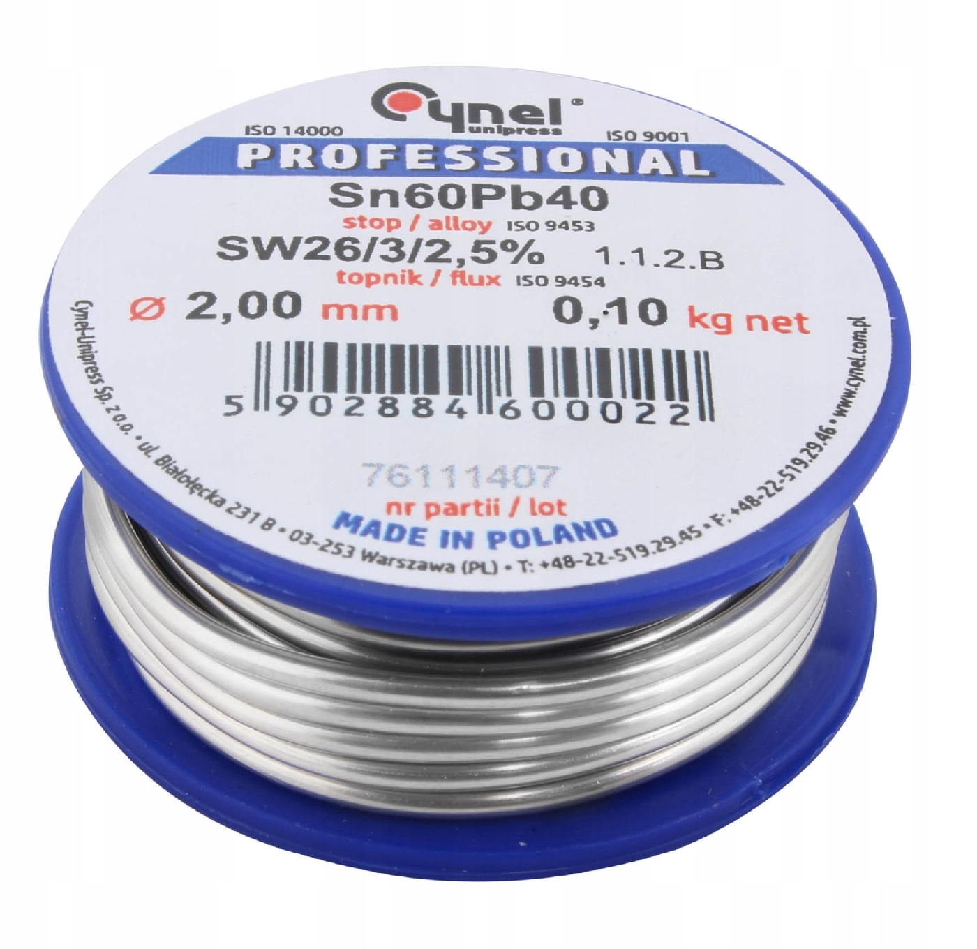 Drut lutowniczy CYN-1.20/100 Cynel Unipress