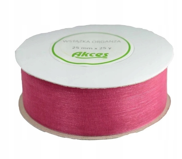 Ciemny Róż Tasiemka Organza Szyfonowa 6MM 22M