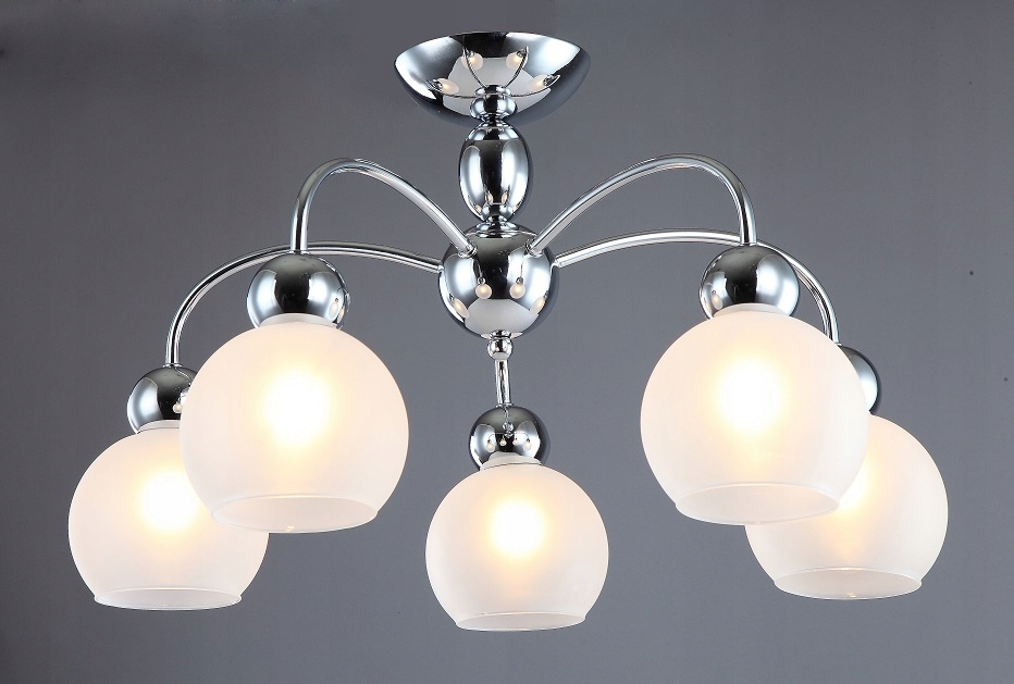 LAMPA SUFITOWA PLAFON CHROM BIAŁY KLOSZ CURL 5 Zasilanie sieciowe