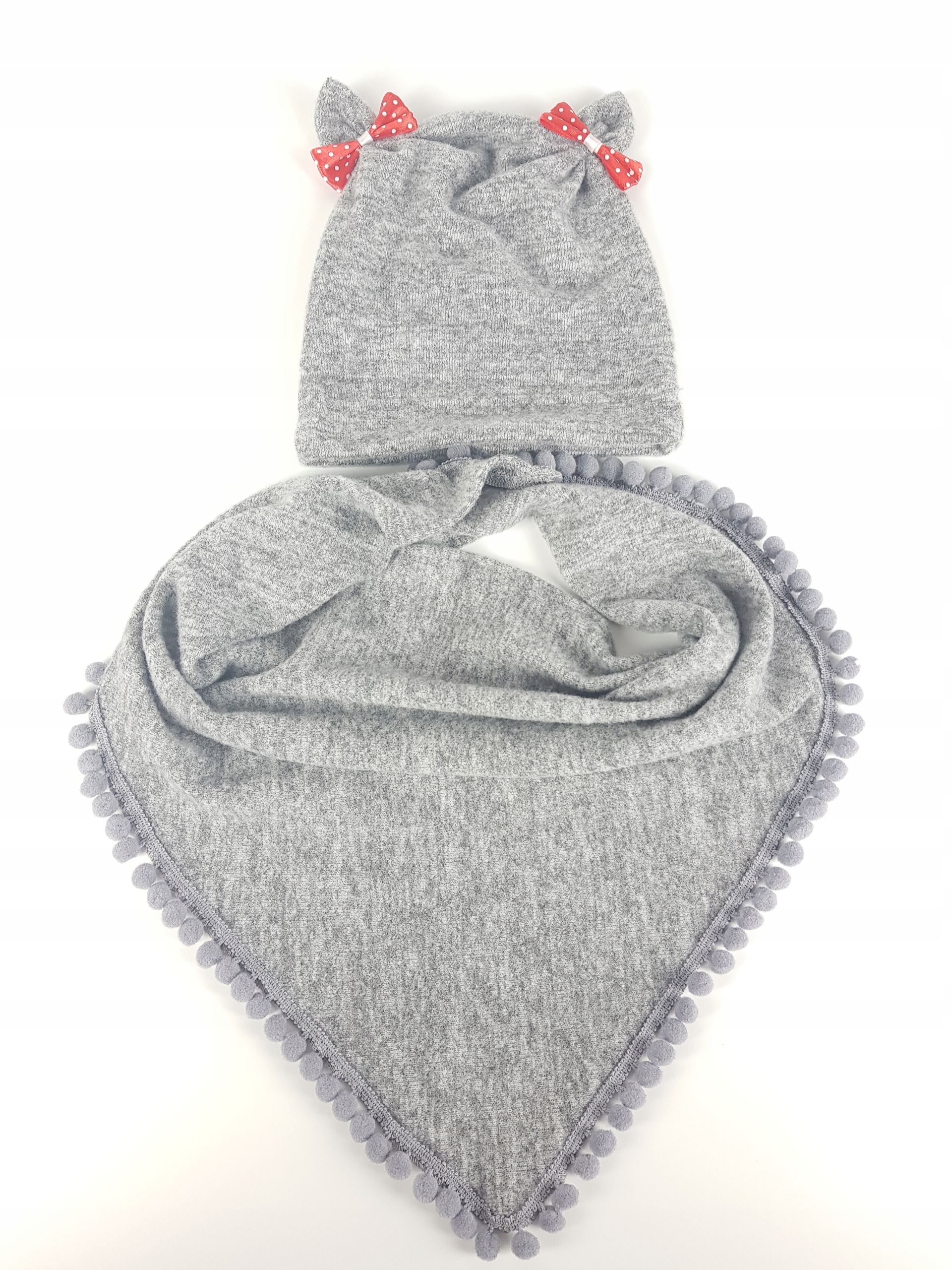 

Polski Kpl Czapka + Chustka Pomponiki 0-3 Lat 3 Wz