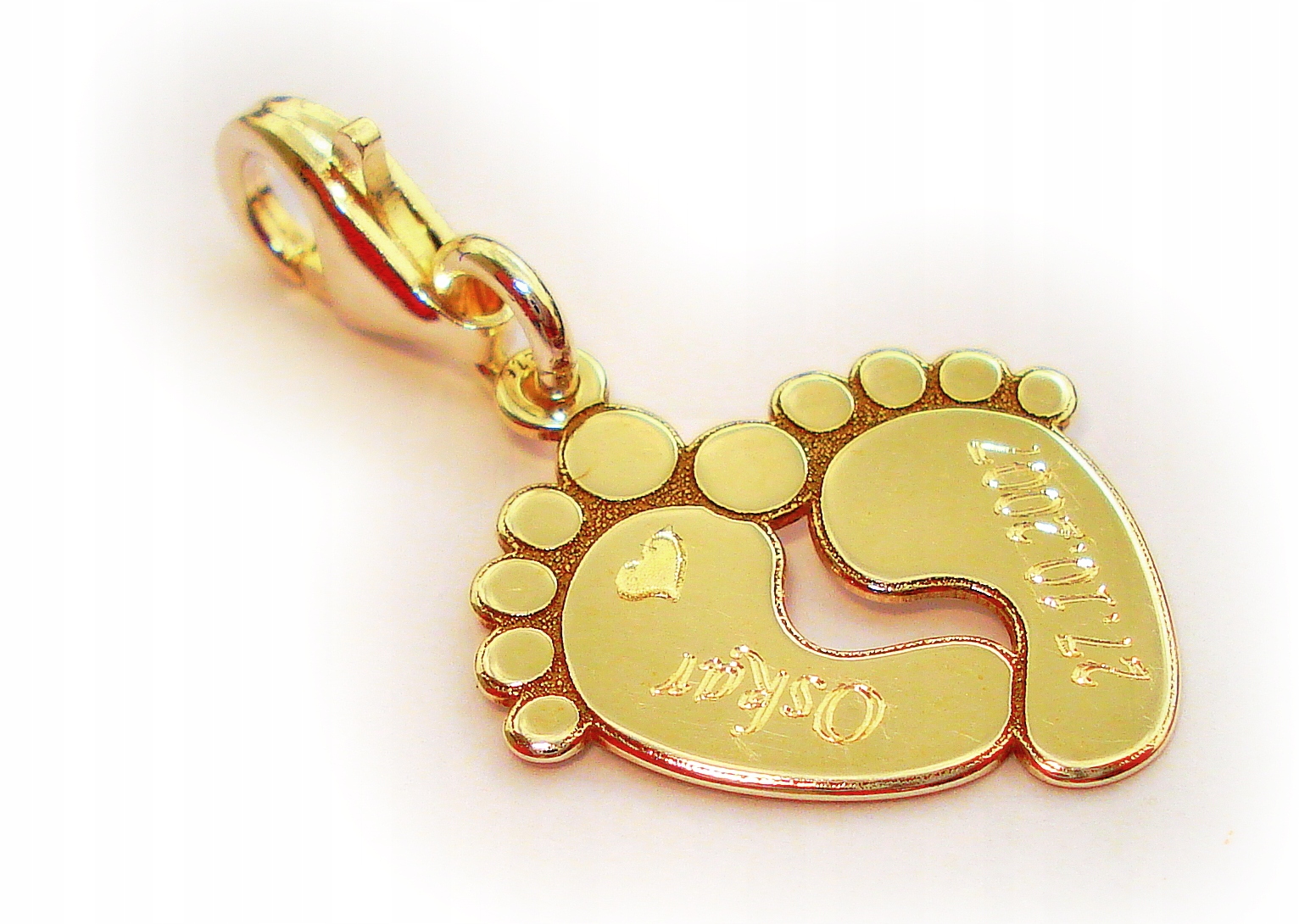 

Charms zawieszka stópki Grawer Srebro 925 pozłac