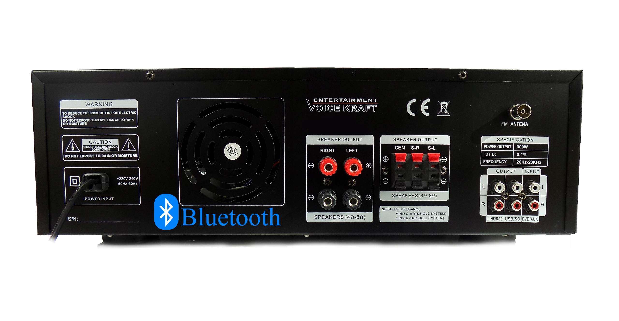 SOLIDNY WZMACNIACZ AMPLITUNER BLUETOOTH 5K + 2 MIK Rodzaj subwoofera brak w zestawie