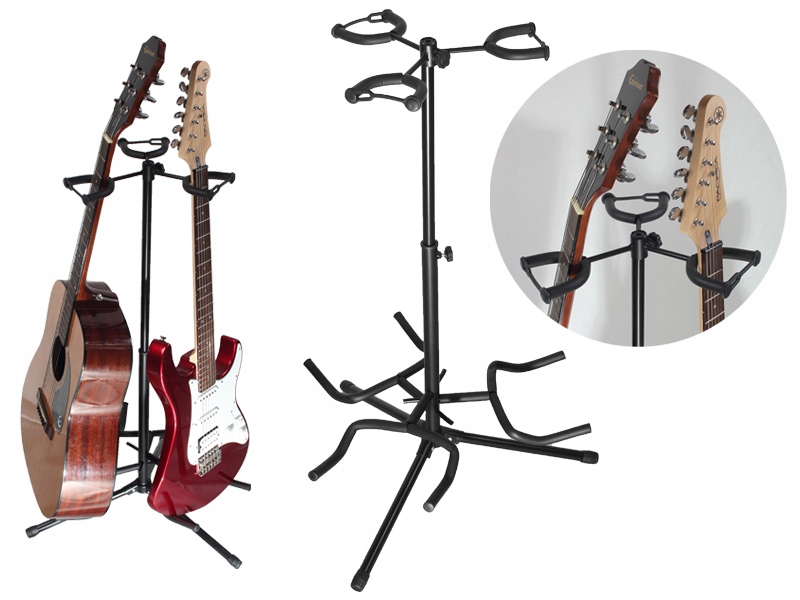 

Potrójny Stojak Statyw Gitarowy regulowany blokada