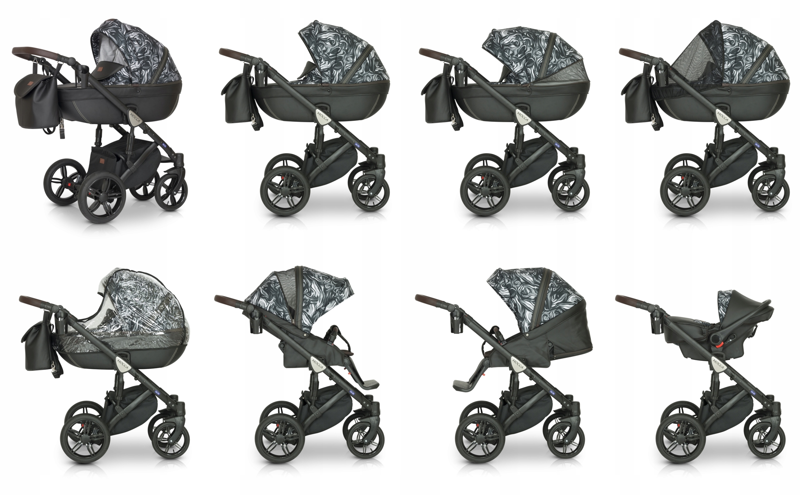 WÓZEK DZIECIĘCY VERDI MOCCA 3W1+ TORBA + AKCESORIA Typ siedziska Rozkładane