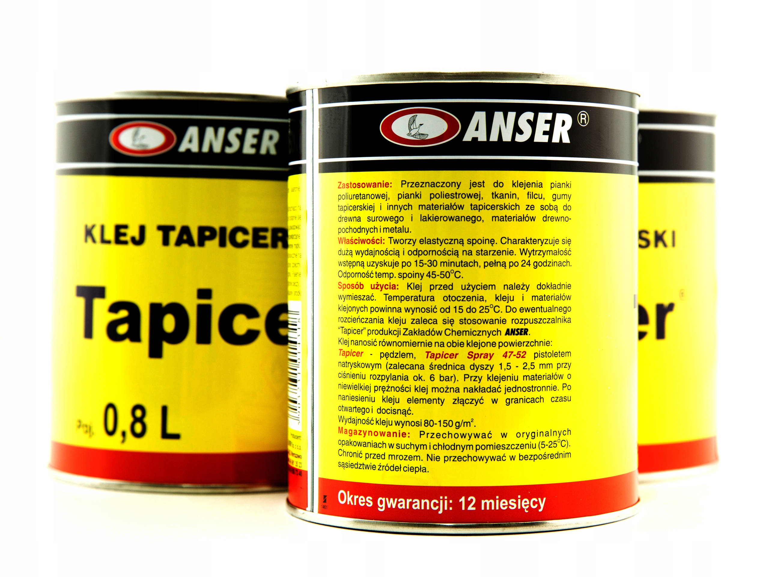 Klej TAPICER PUSZKA 0,8L PIANKI OWATA FILC PŁYTY GUMA INNE Stan opakowania oryginalne