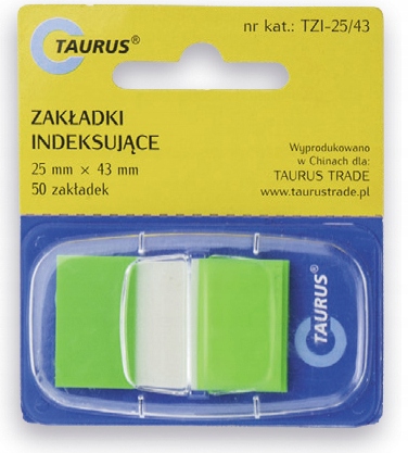 

Zakładki indeksujące 25x43/50 zielone Taurus
