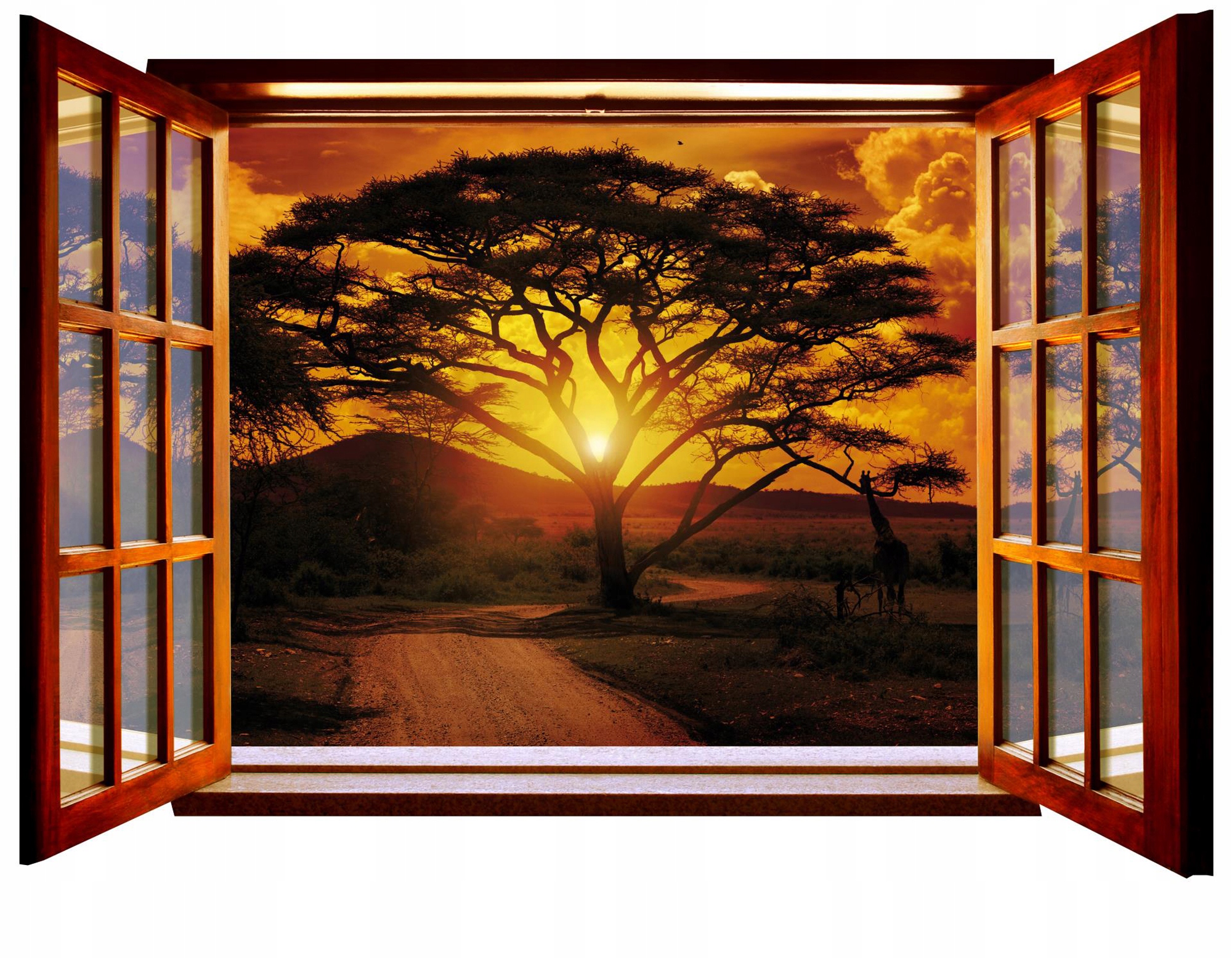 Fototapeta Pohled z okna Západ Slunce 201x145