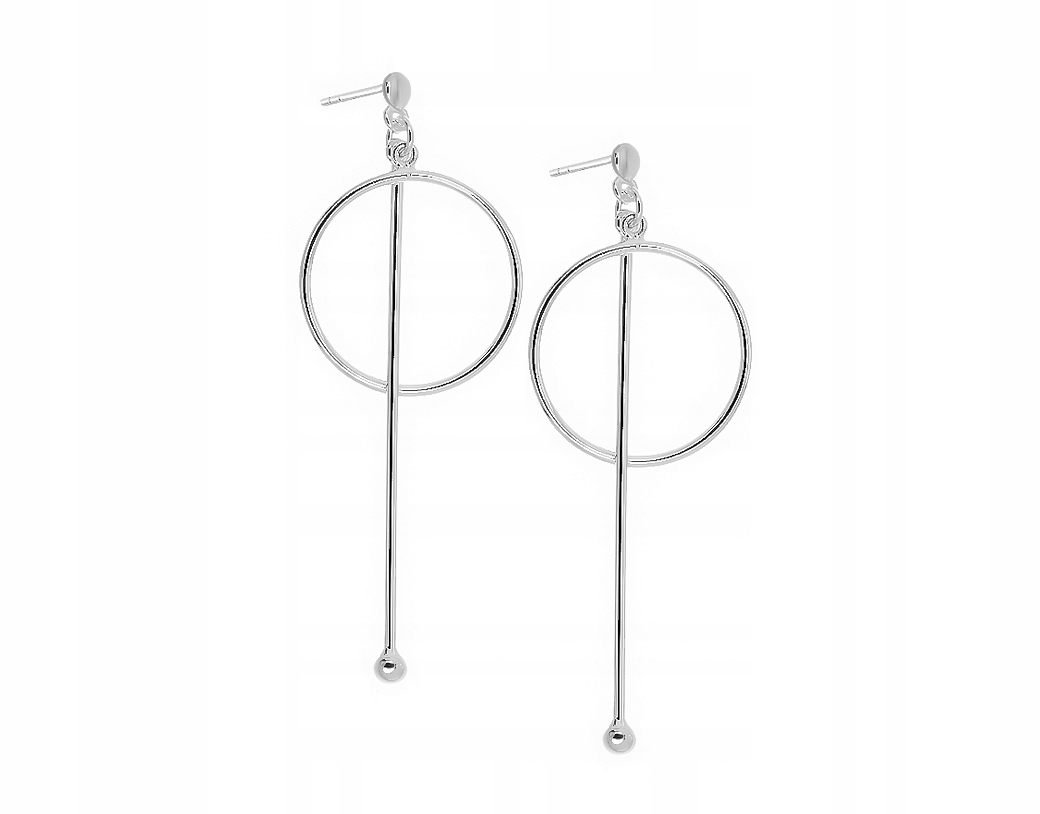 

Srebrne Kolczyki Wiszące Kółka Patyczki Srebro 925