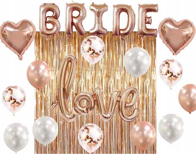 

Balony Bride wieczór Panieński Gold Rose + Kurtyna
