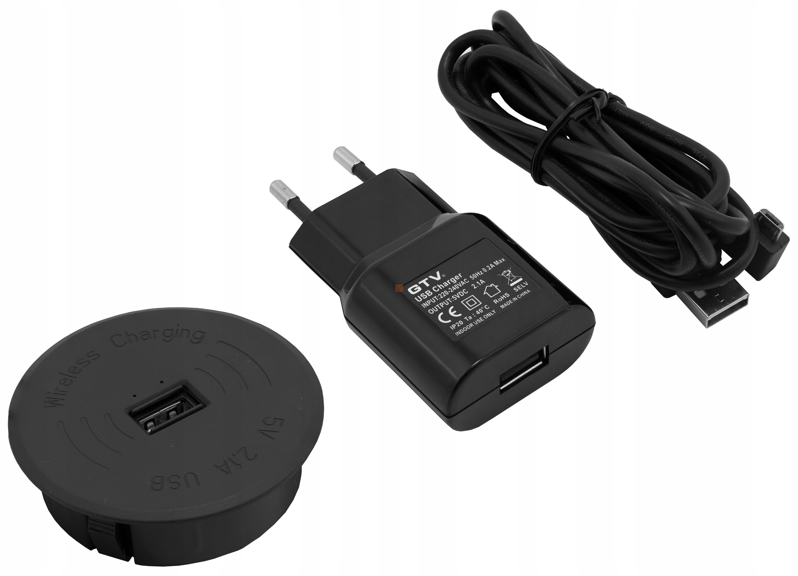 

Ładowarka bezprzewodowa indukcyjna z gniazdem Usb