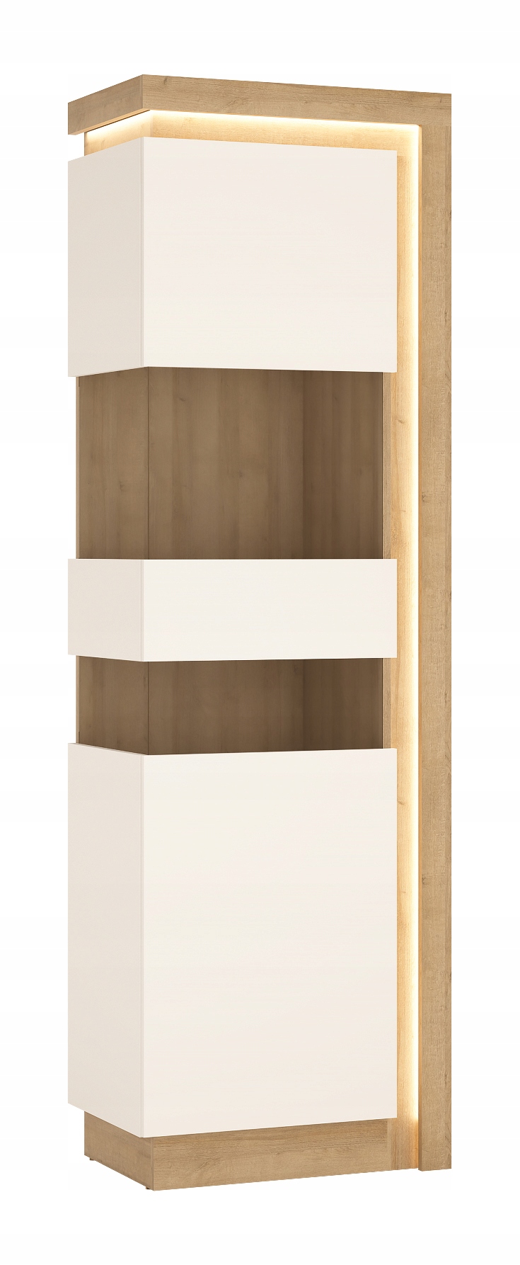 Witryna biały połysk Led Lyon Jasny 198 x 59 x 42 cm Meble Wójcik Led