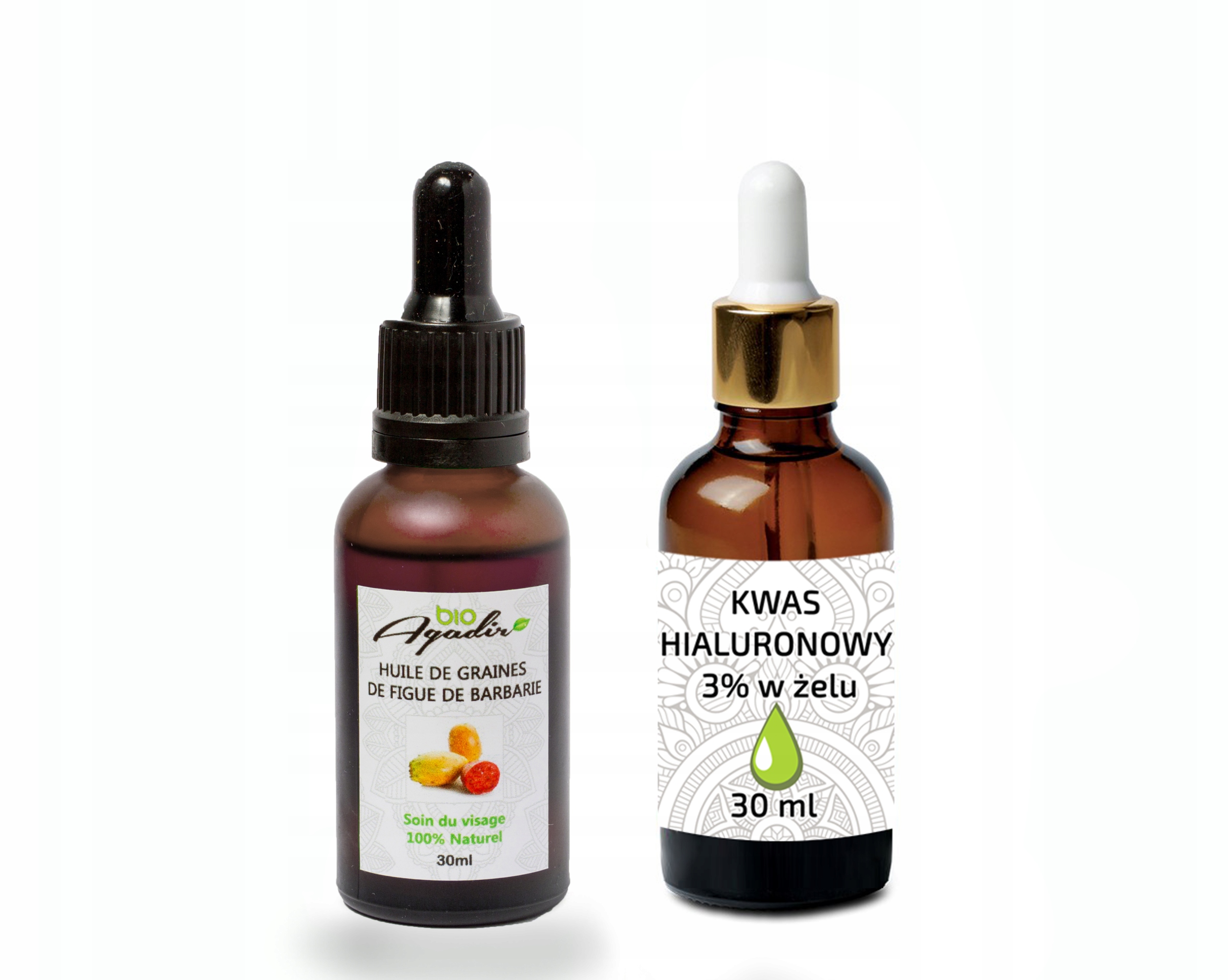 Olej z opuncji figowej 30 ml ECOCERT! + KWAS HIALURONOWY w żelu 3% nawilża