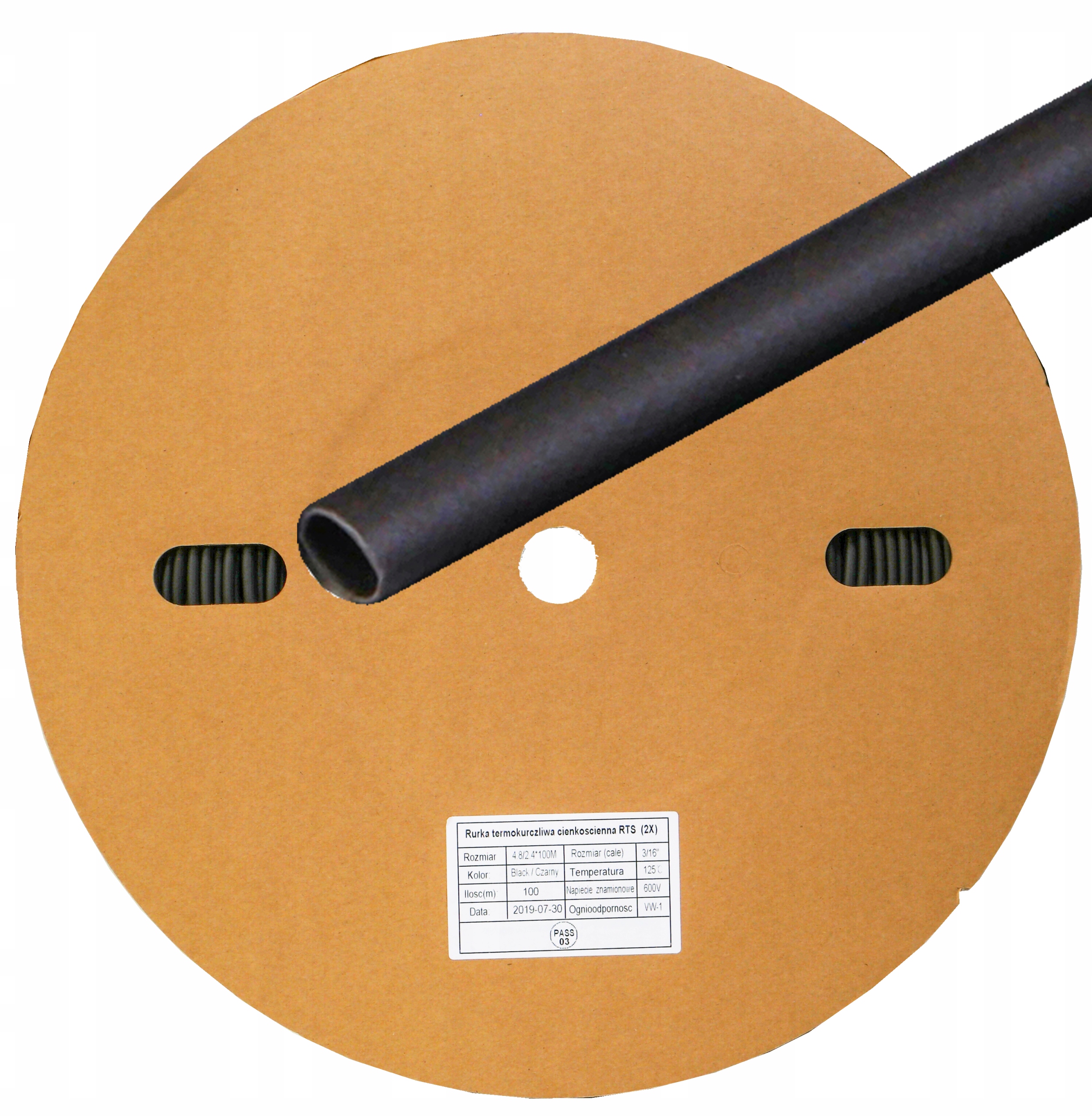 100m RURKA KOSZULKA TERMOKURCZLIWA 4,8 2,4 czarny szpula Kod producenta 1.trytyt.WRTS 4,8-2,4