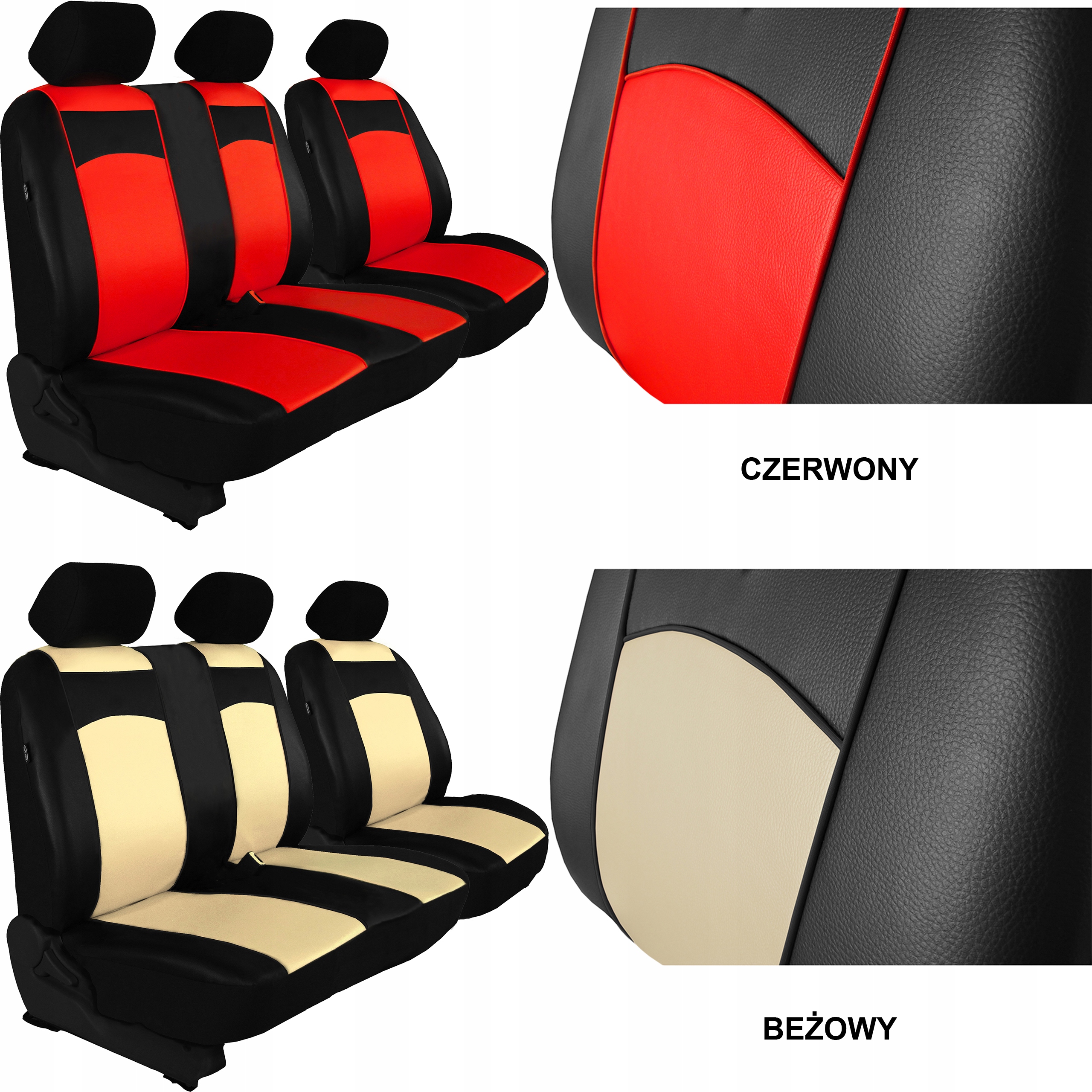 SKÓRZANE POKROWCE MIAROWE SAMOCHODOWE NA SIEDZENIA RENAULT KANGOO III 2+1 Model Skóra Standard