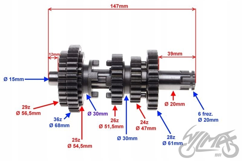 SKRZYNIA BIEGOW ORYGINALNA SILNIK 150 175 MORETTI Part number PSBMLRZ1PIZMS000