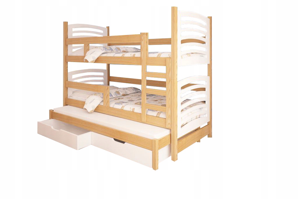 Łóżko piętrowe OLEK 3 osobowe 180x75 MATERACE Typ łóżko pojedyncze