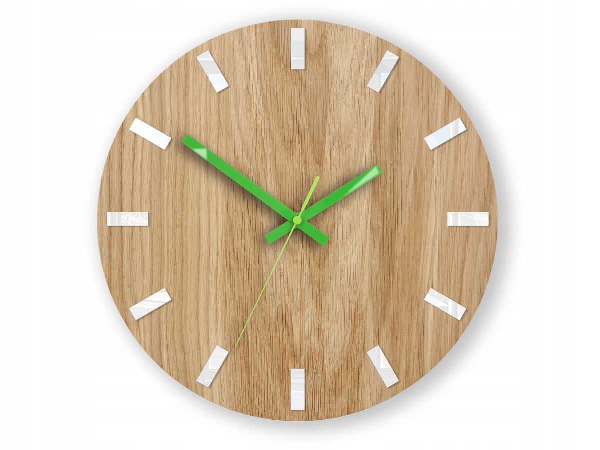 

Zegar Ścienny Drewniany Dębowy Cichy Simple Green