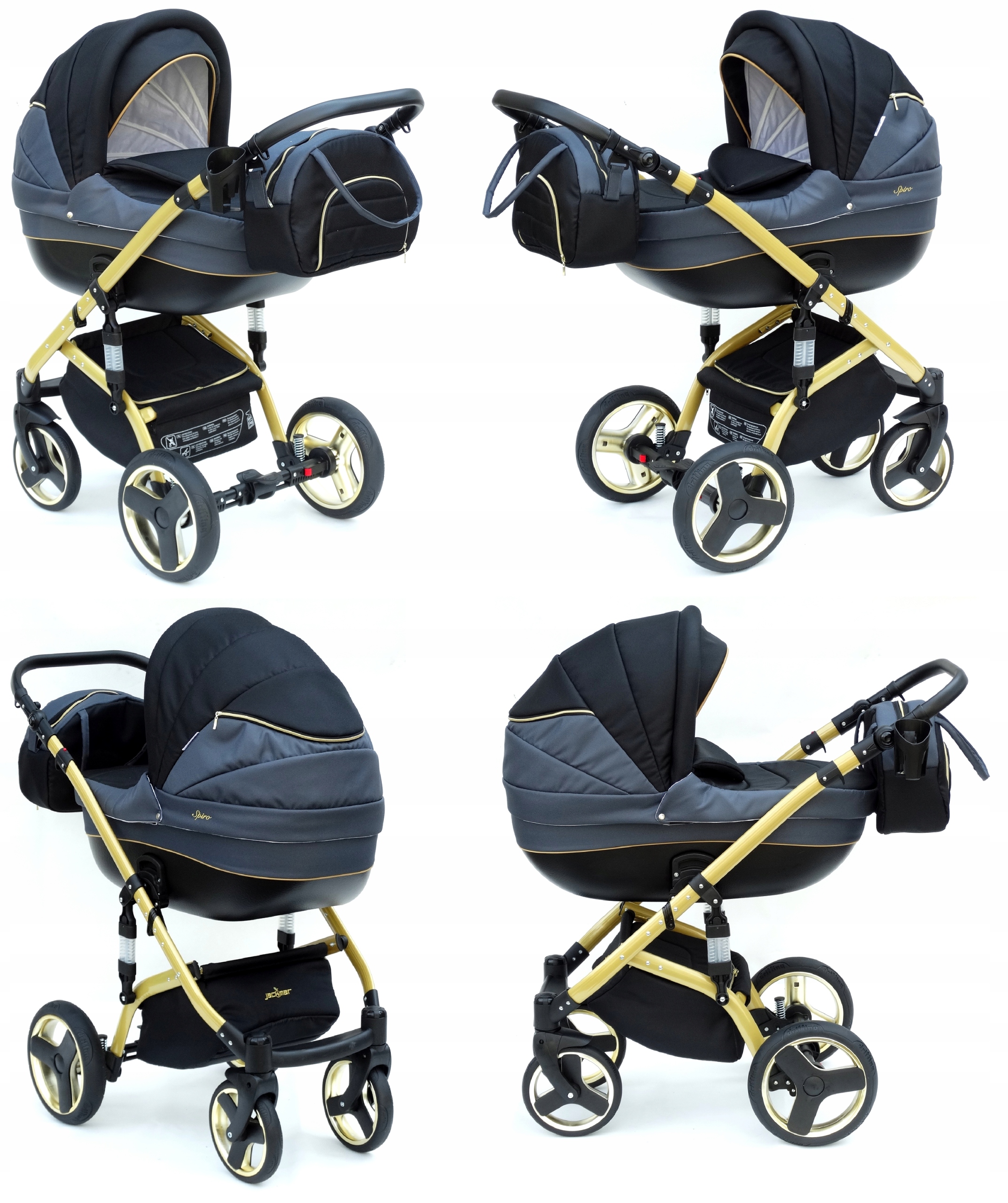 JACKMAR WÓZEK DZIECIĘCY WIELOFUNKCYJNY SPIRO ZŁOTY Model SPIRO