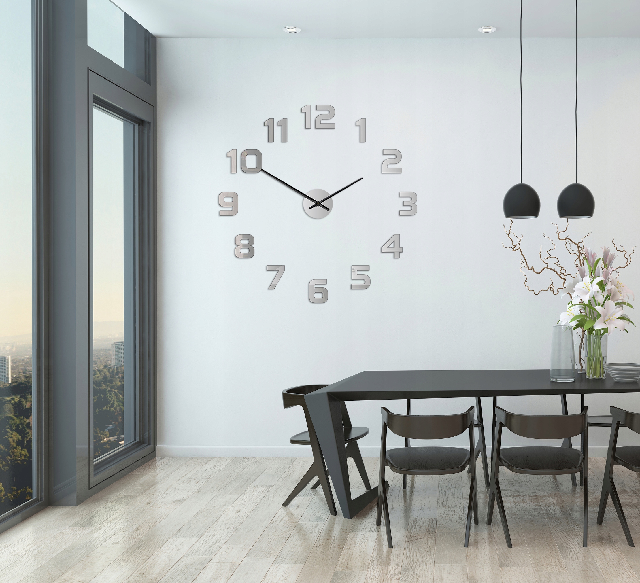 NOWOCZESNY zegar ścienny naklejany BEZGŁOŚNY! 3D Kod producenta ZW167_Samfire