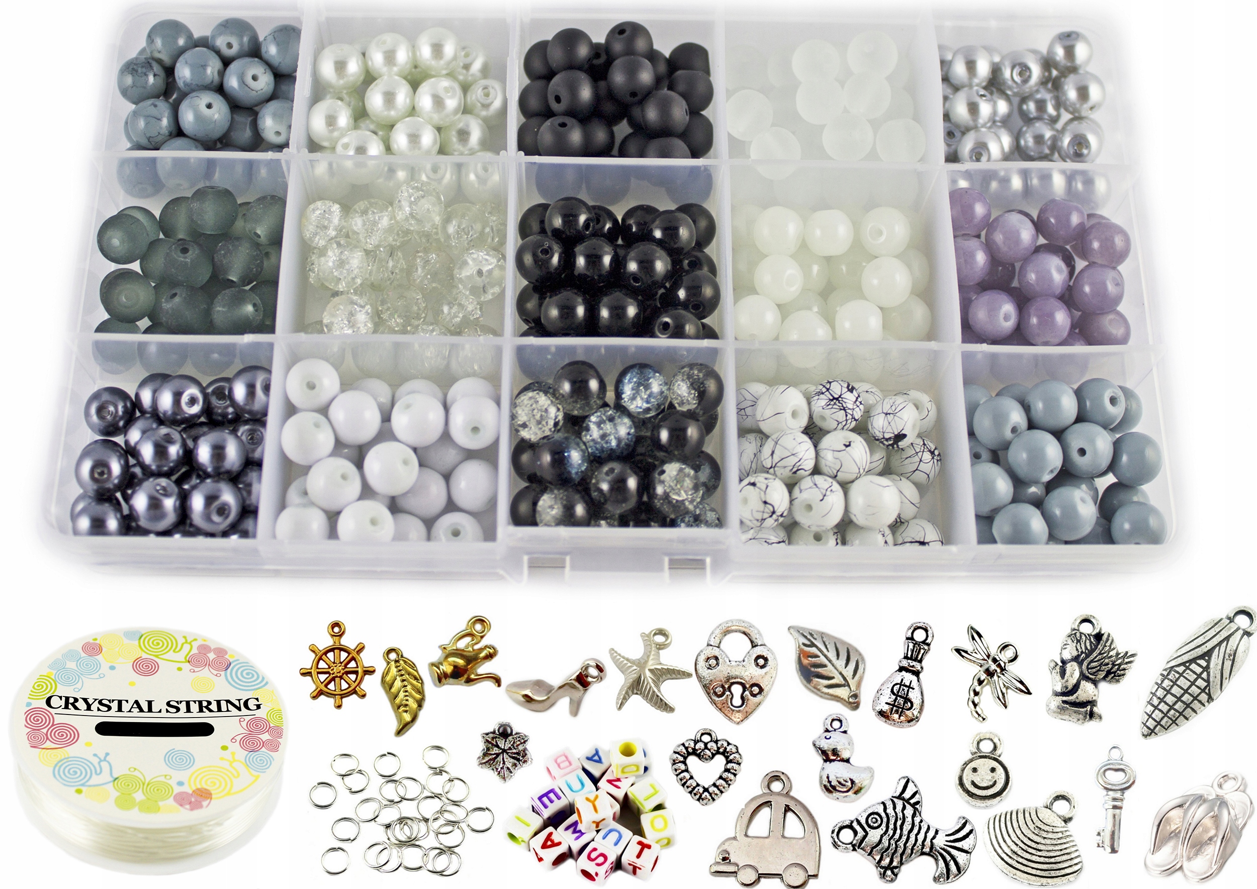 ZESTAW KORALIKI SZKLANE DO BRANSOLETEK 8mm prezent Wiek dziecka 7 lat +