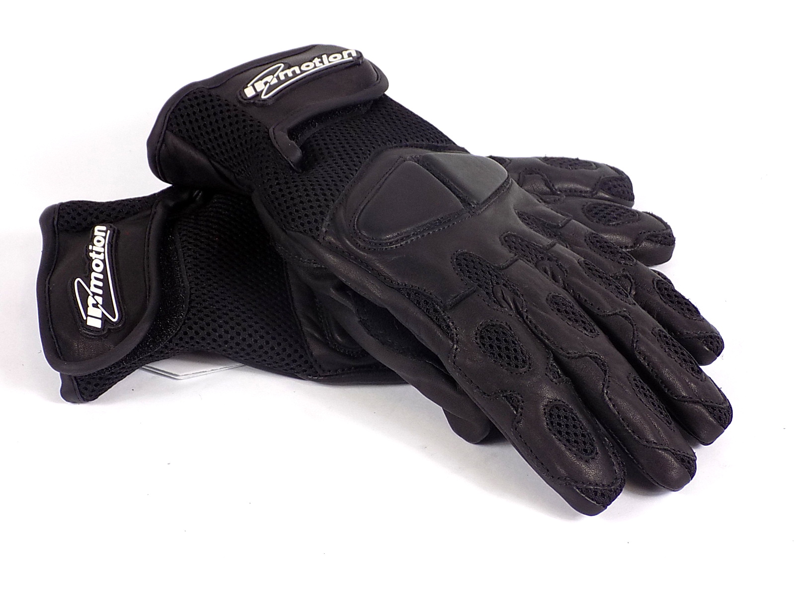 RĘKAWICE MOTOCYKLOWE CZARNE SKÓRZANE SIATKA