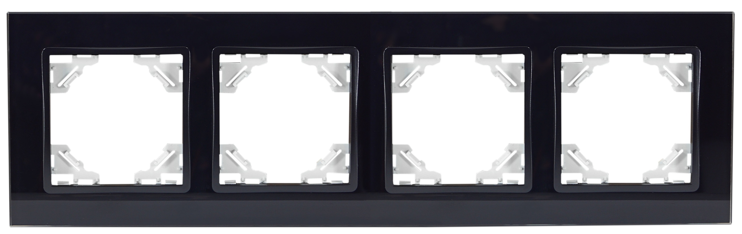 

Quadra Ramka Poczwórna Szklana Czarna Włącznik 4