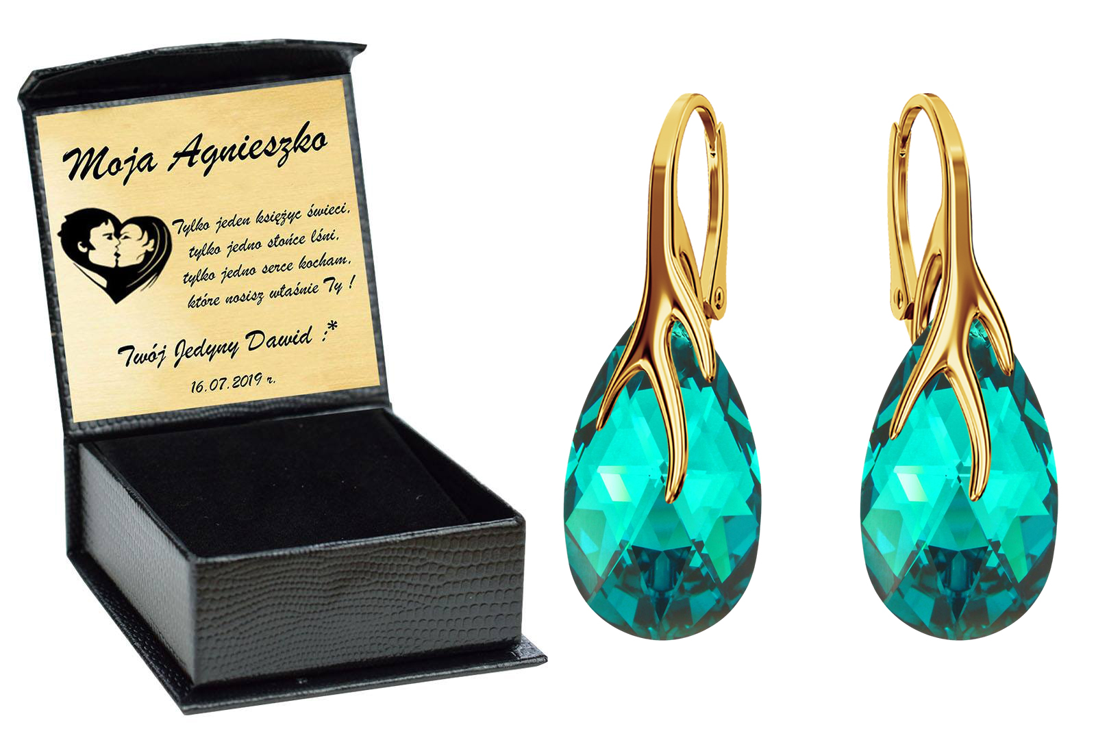 

Drapieżne Kolczyki Swarovski Złote 925 Grawer