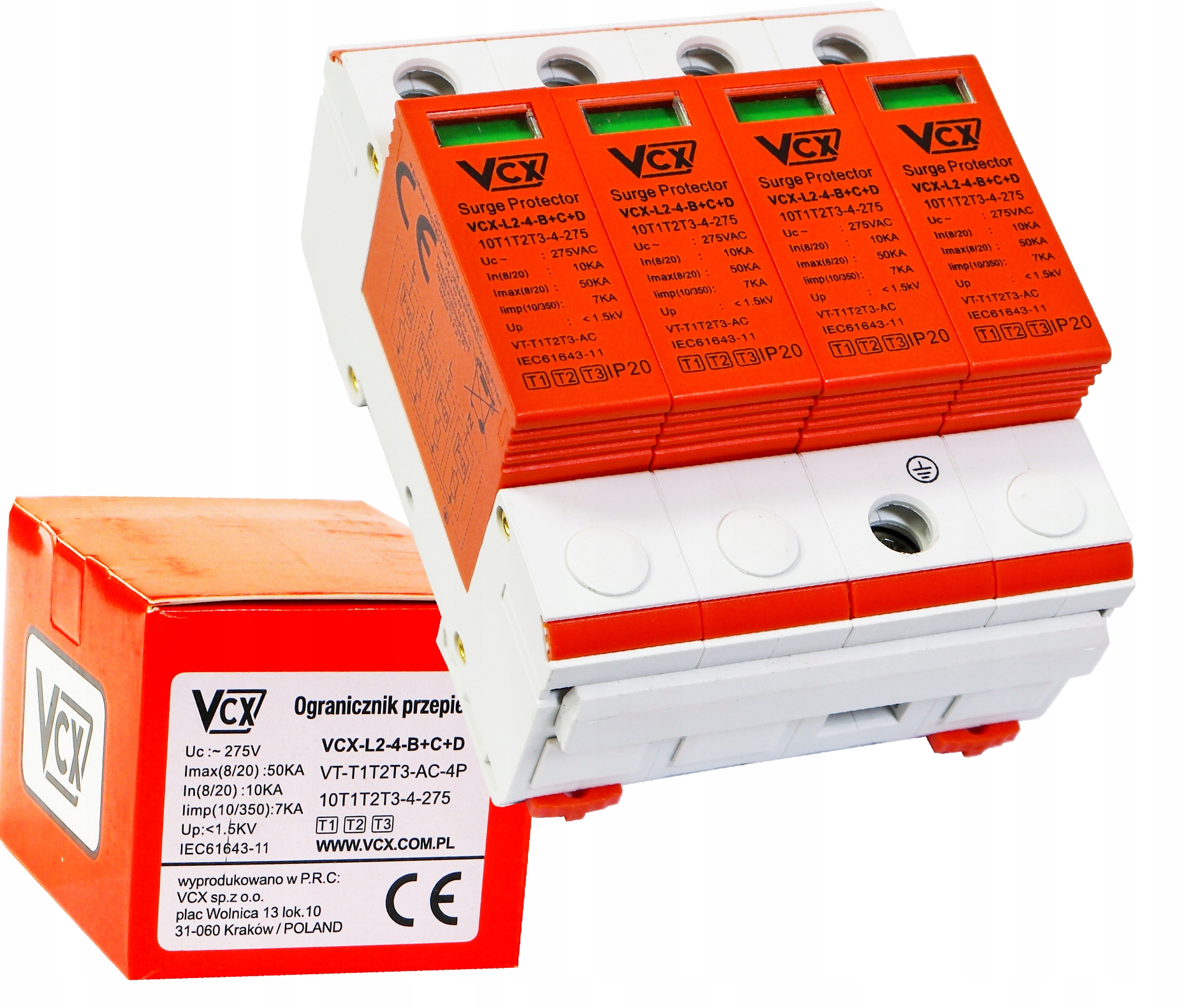 Omezovač přepětí typu 1+2+3 VCX B+c+d 4P 7kA