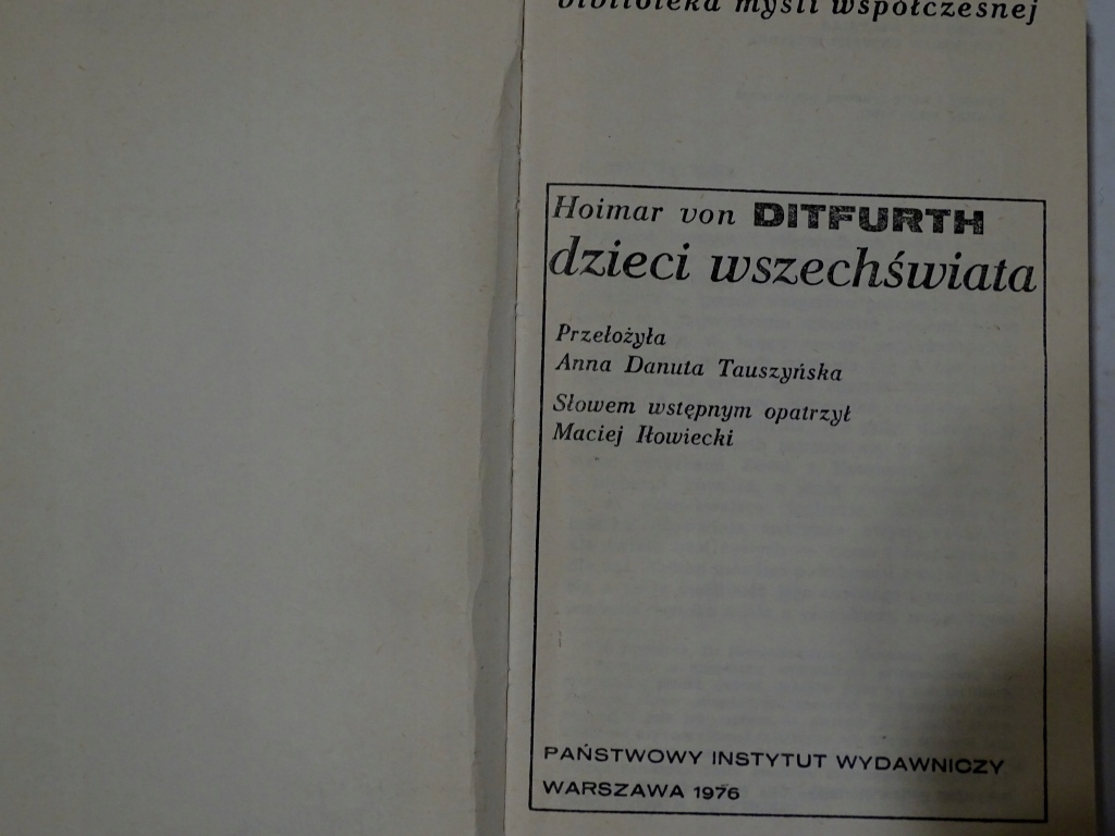 DZIECI WSZECHŚWIATA Hoimar von Ditfurth Nośnik książka papierowa