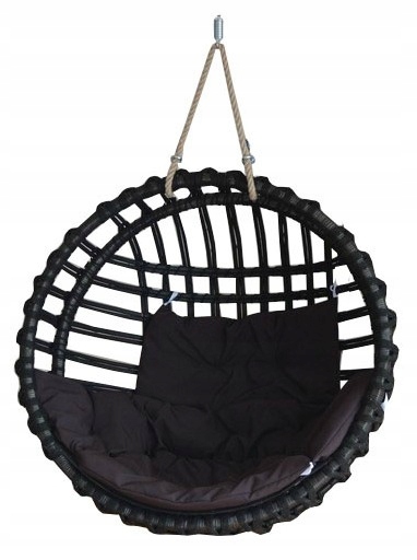 HUŚTAWKA WIKLINOWA OKRĄGŁA WENGE / FOTEL WISZĄCY + PODUSZKA