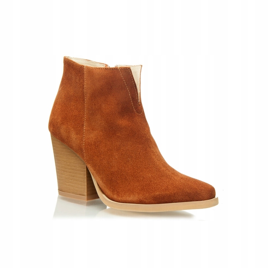 Rudé kotníkové boty kovbojské boty – stabilní vystřižené dámské kožené boty na podpatku J.w 40