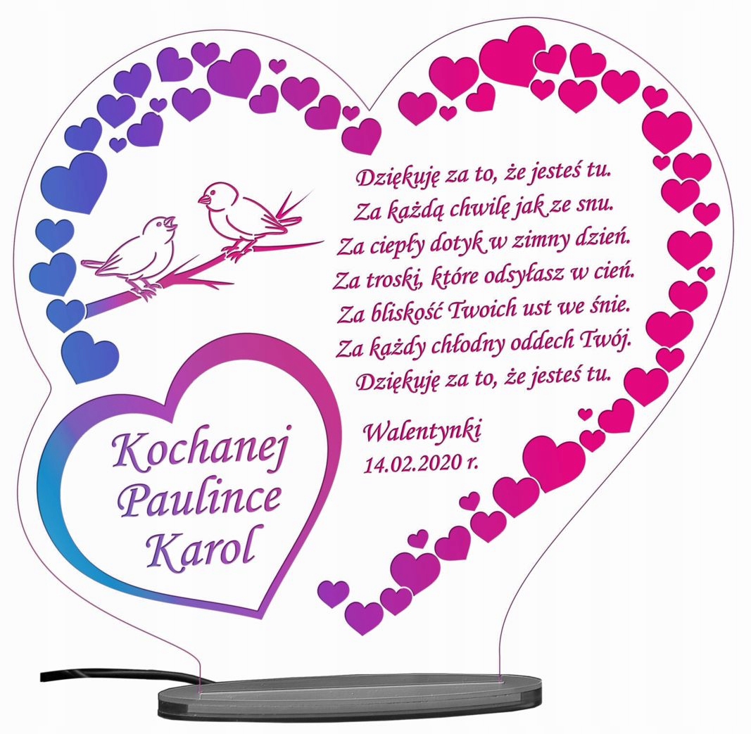 WALENTYNKI WALENTYNKA PREZENT STATUETKA XXL LED Motyw serce