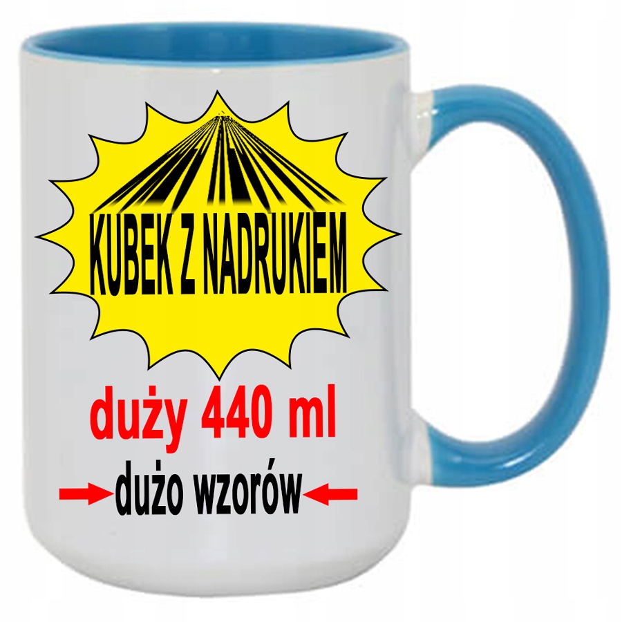 

Duży kubek z własnym nadrukiem zdjęcie 440 ml nieb