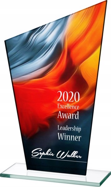 skleněná soška s barevným potiskem 17 cm 6 mm