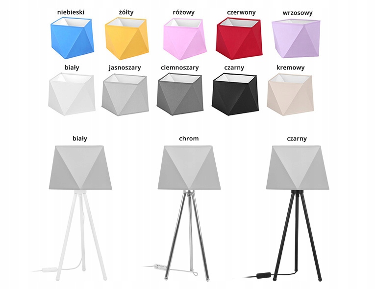 LAMPKA NOCNA BIURKOWA - ABAŻUR DIAMENT - TRÓJNÓG Rodzaj gwintu E27