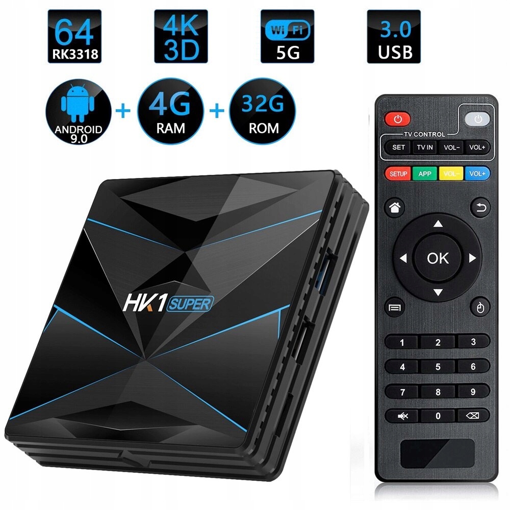 SMART TV BOX HK1 Super Android 9 4/32GB Kodi IPTV Marka inna