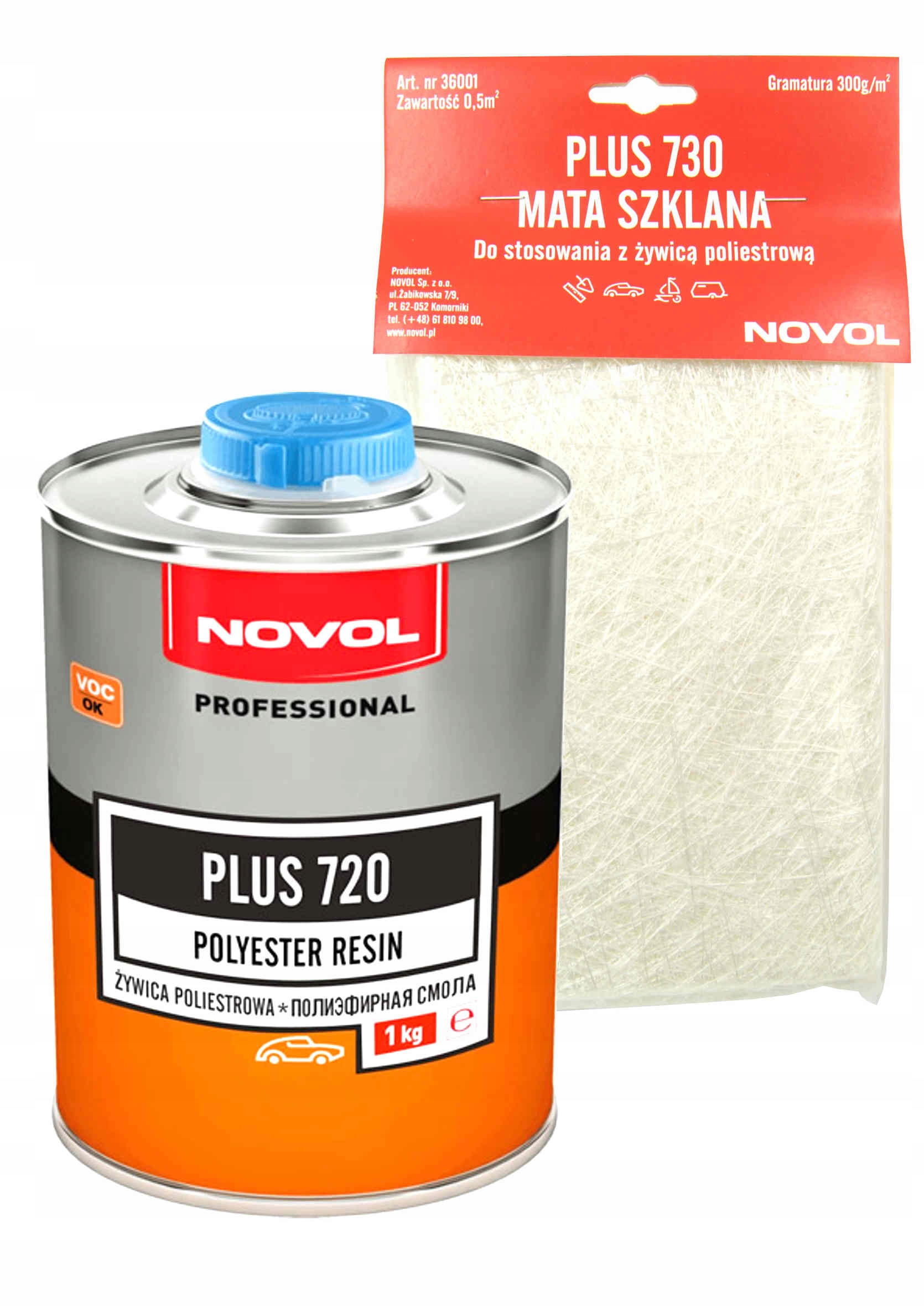 

Novol Plus 720 Żywica Poliestrowa 1KG + Mata + Utw
