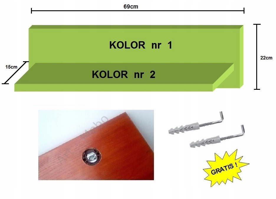 PÓŁKA WISZĄCA NA ŚCIANE ŚCIENNA - 84 KOLORY ! ! ! Marka Inny producent