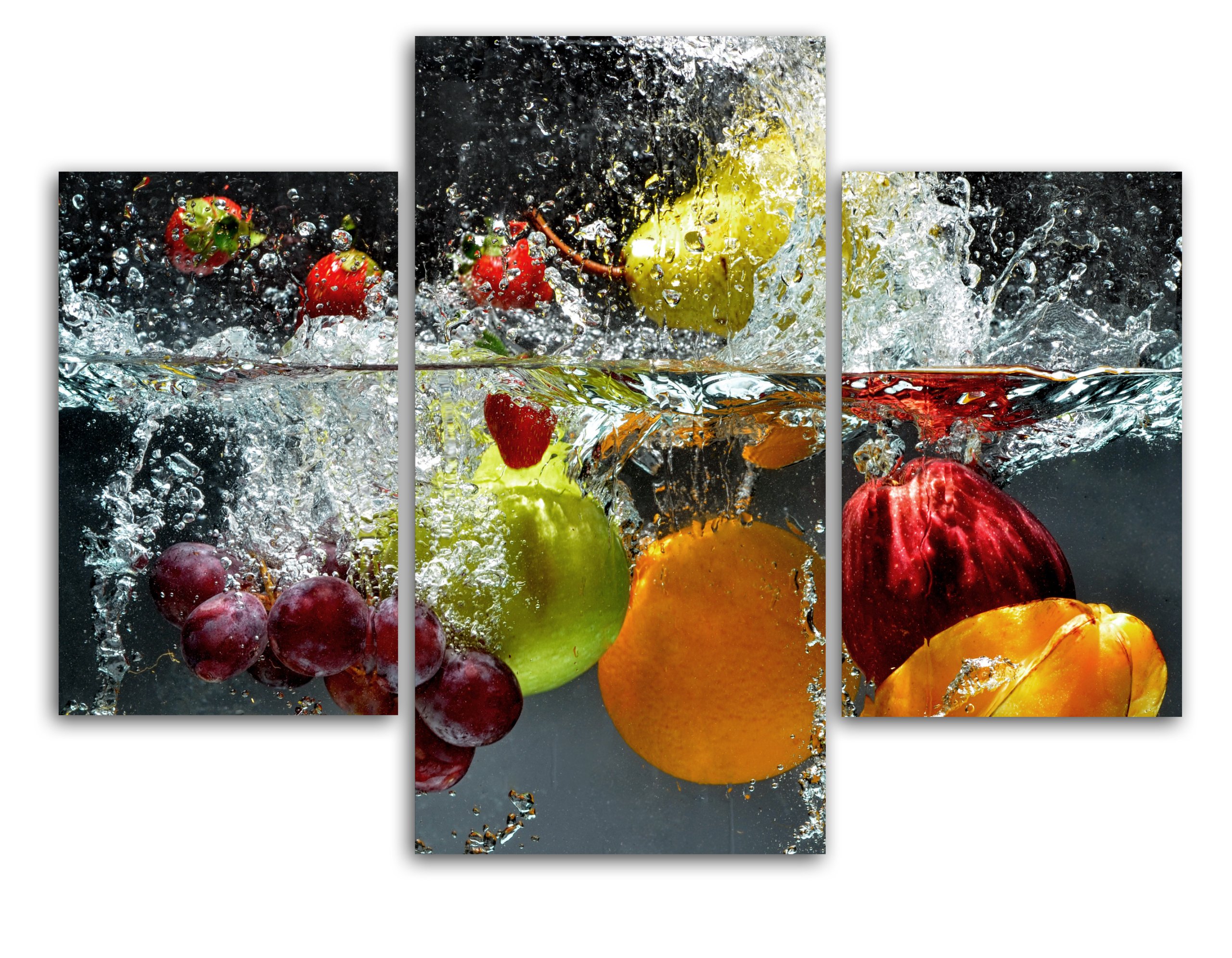 фрукты, корзина картинки для кухни овощи 80x60 триптих