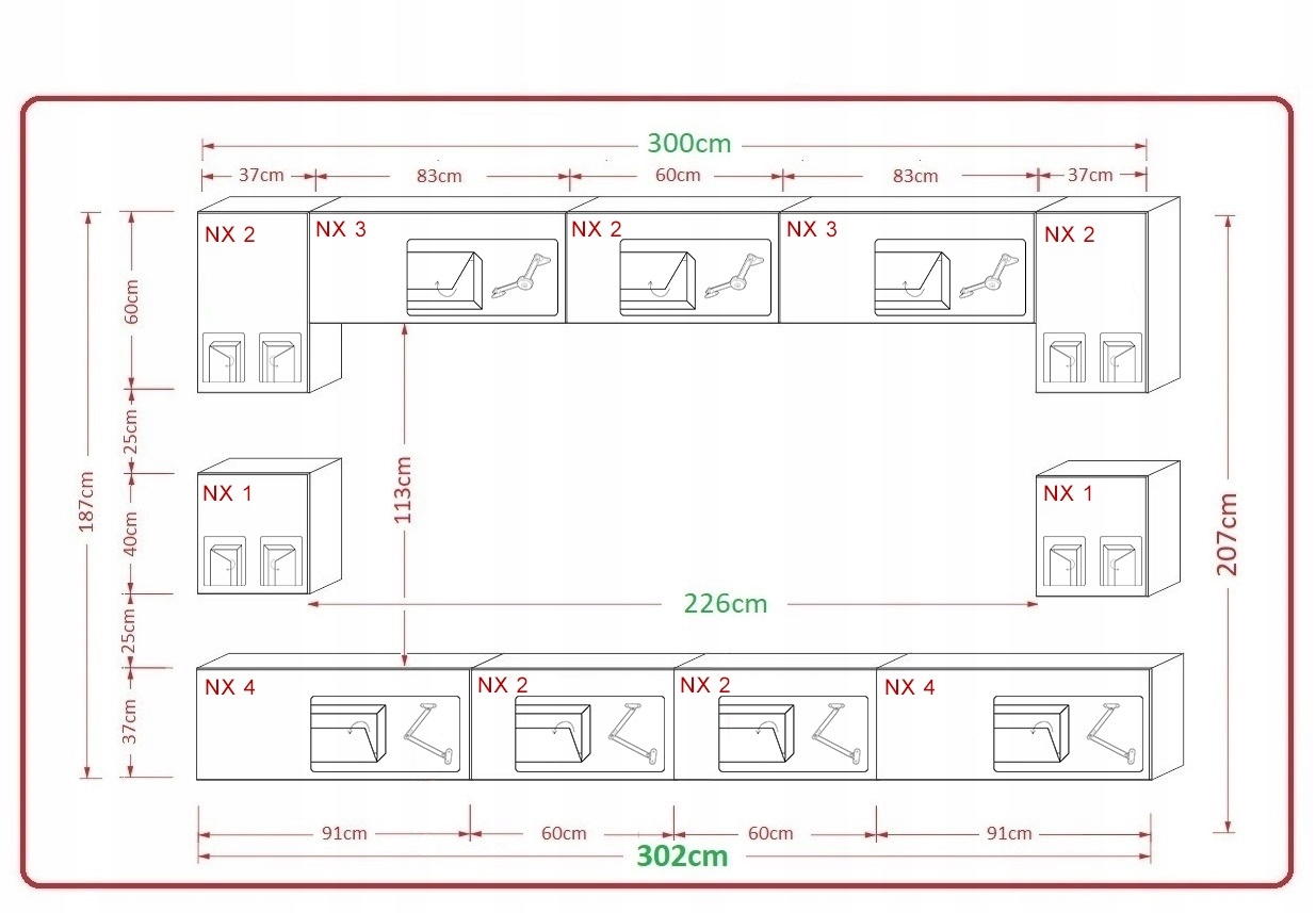 Meble modułowe komplet do pokoju dziennego Meblościanka do salonu AN1 1C Marka Prime-Home