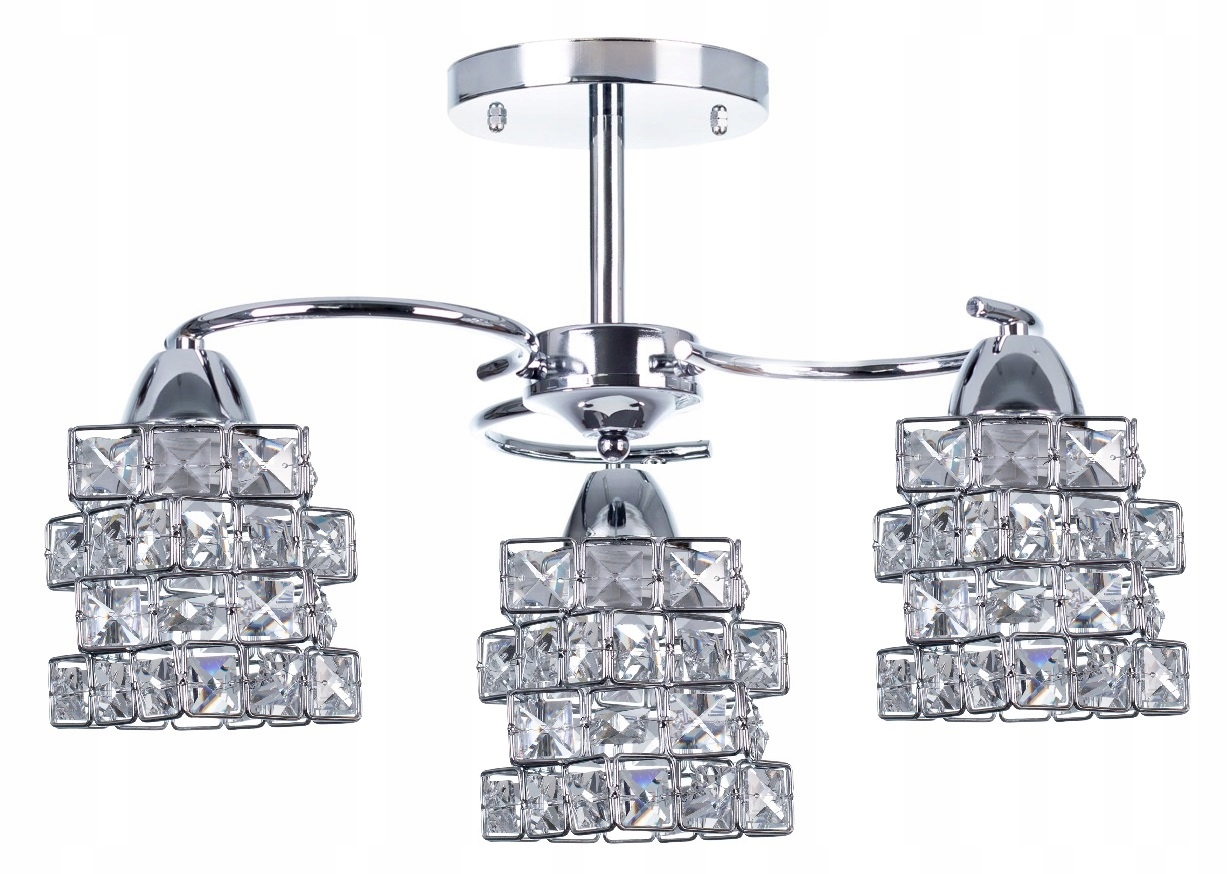 

Lampa Wisząca Plafon Chrom Żyrandol Kryształki e27