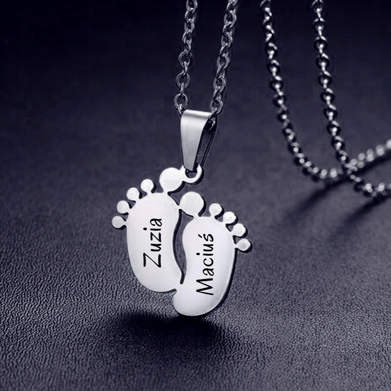 ZAWIESZKA NASZYJNIK STÓPKI DZIECKA GRAWER IMIONA Marka STEELOVA