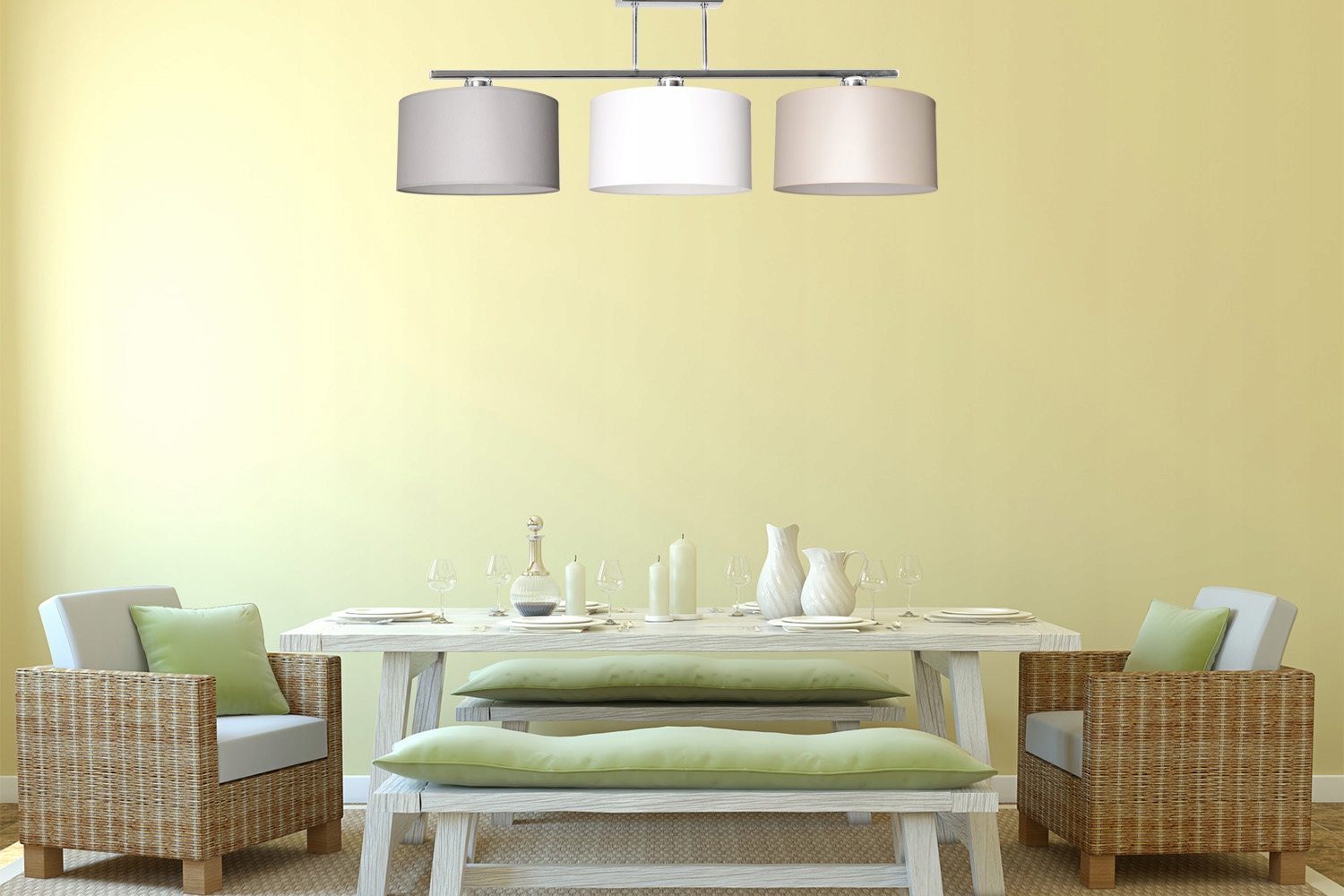 LAMPA WISZĄCA NOWOCZESNA ABAŻUR MATERIAŁ CHROM LED Materiał dominujący tkanina