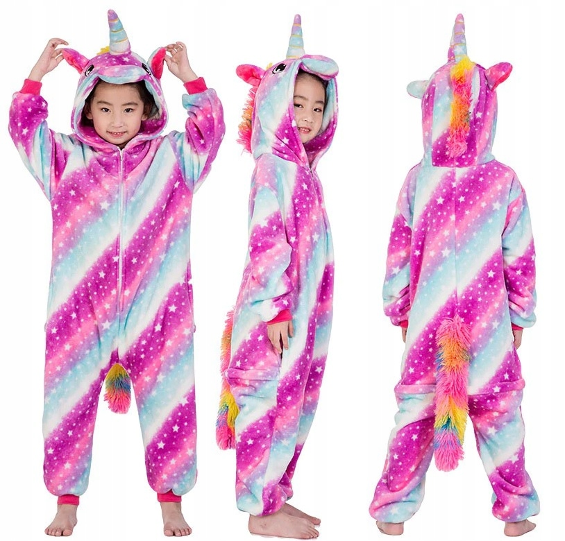 PIŻAMA STRÓJ KIGURUMI JEDNOROŻEC PRZEBRANIE JEDNOROŻCA DLA DZIECI 128-134 Marka Bergens