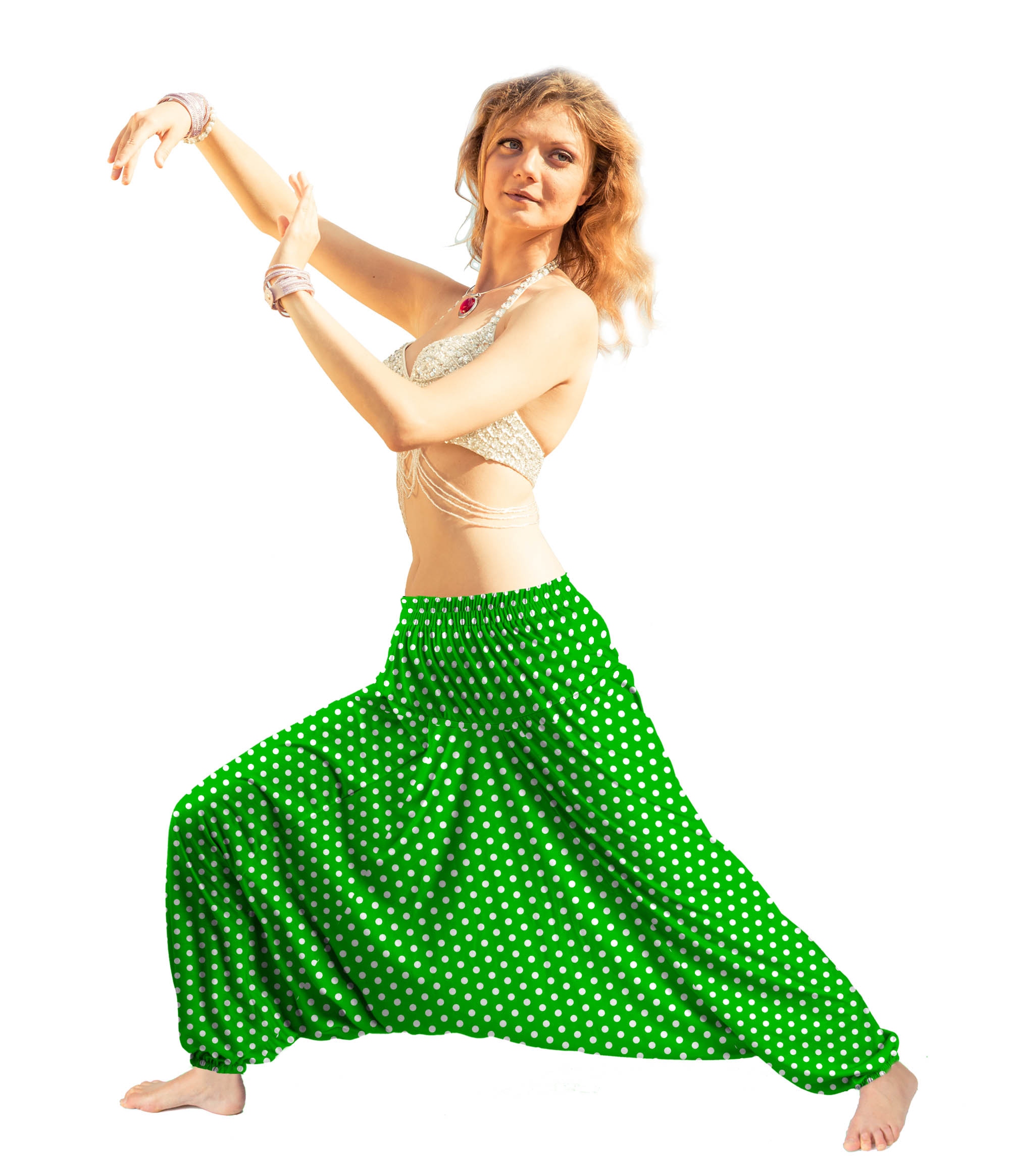 

Szarawary spodnie haremki pumpy kropki dance Pl