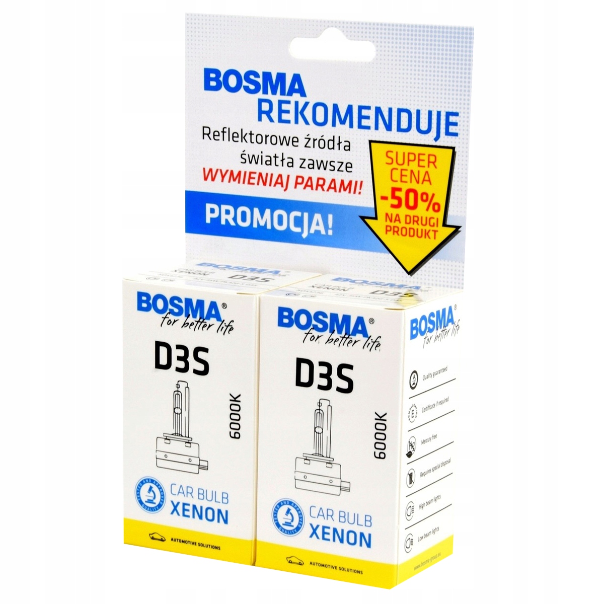

Bosma Dwupak Xenon D3S 6000K 42V 35W PK32d-5 9525D